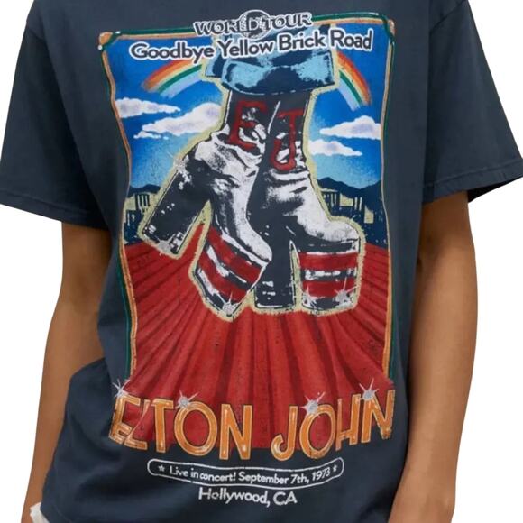 DAYDREAMER Elton John Hollywood Boots Boyfriend Tee Sm or 1X New w/o Tag $98 - Picture 5 of 9